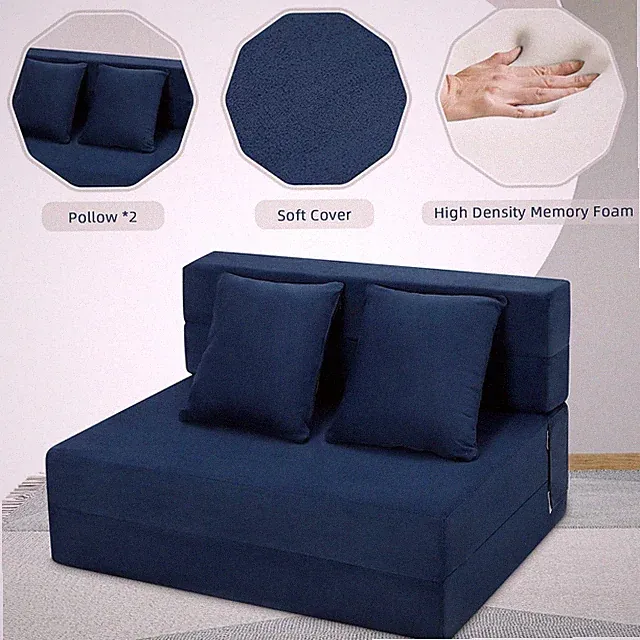 Folding Sofa Bed Foldable Couch with Pillow Convertible Sleeper Chair Mattress