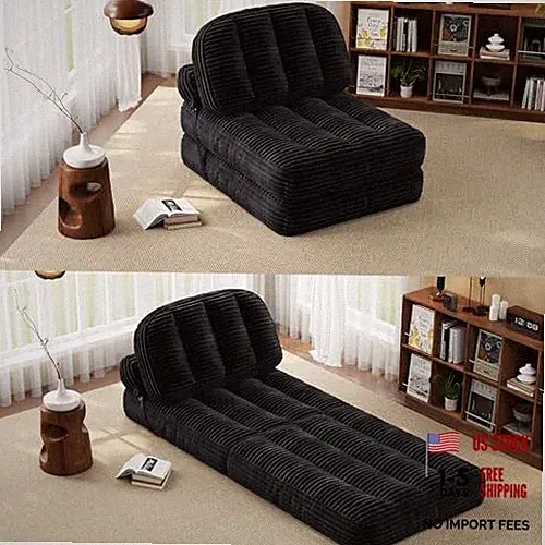 Folding Sofa Bed, Foldable Sleeper Chair with Pillow & Mattress - Black