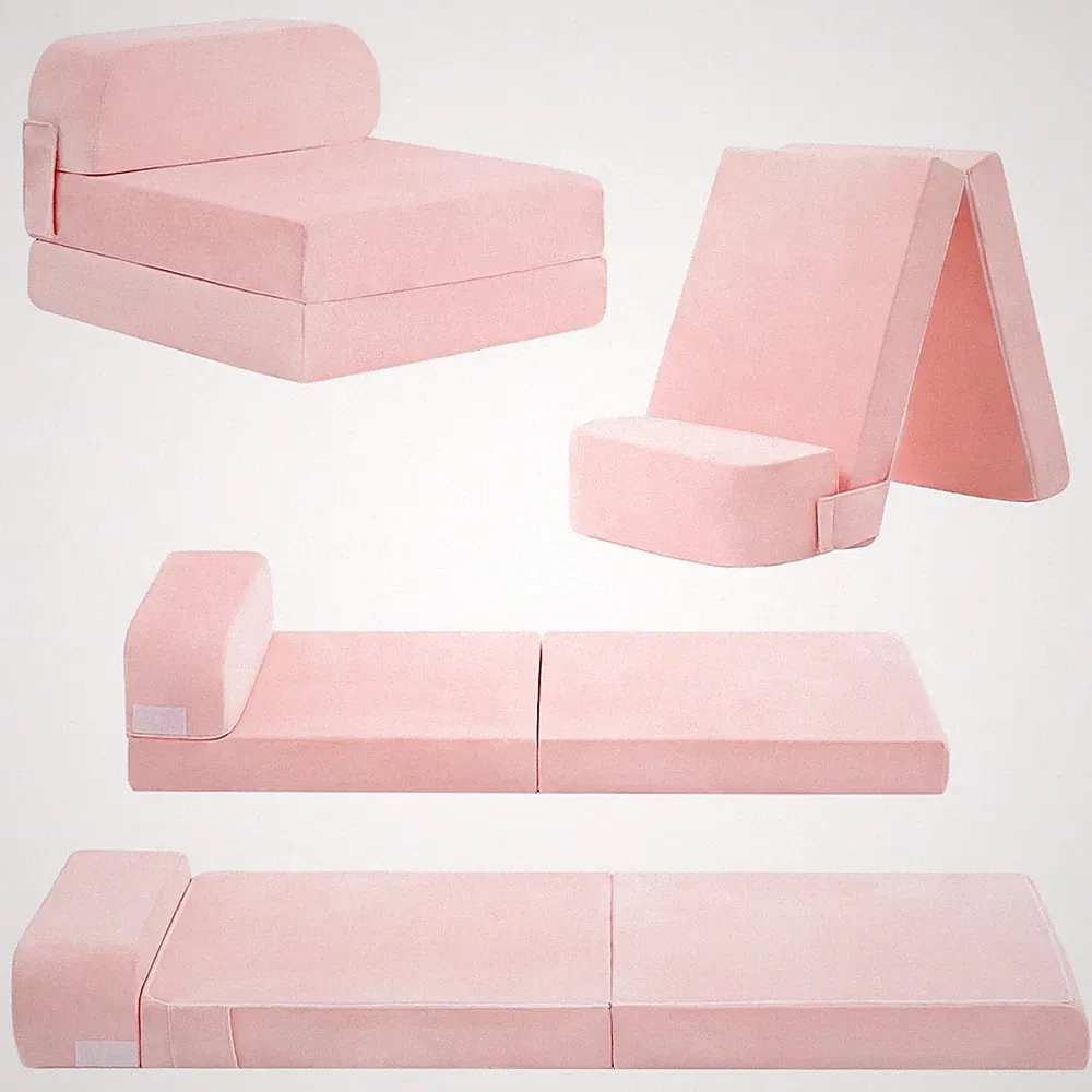 Folding Sofa Bed for Kids, Toddler Fold Out Couch with Removable Cover, Futon...