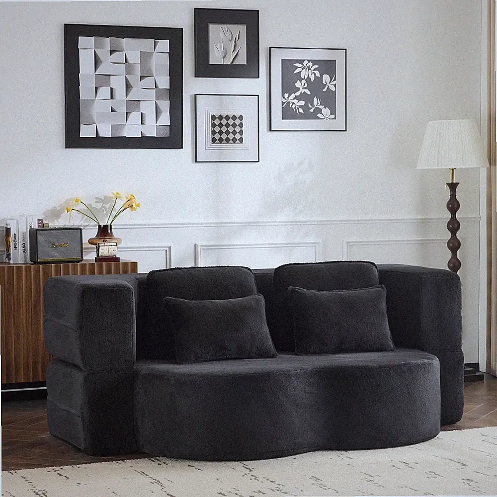 Folding Sofa Bed High-Density Foam Convertible Sofa Bed With Cushions
