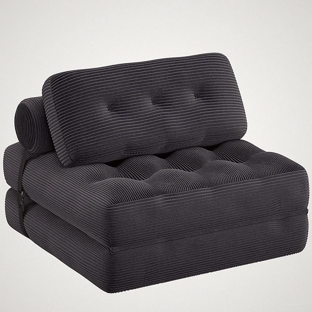 Folding Sofa Bed, Single Floor Sofa Bed Chair, Boneless Design, Soft Corduroy