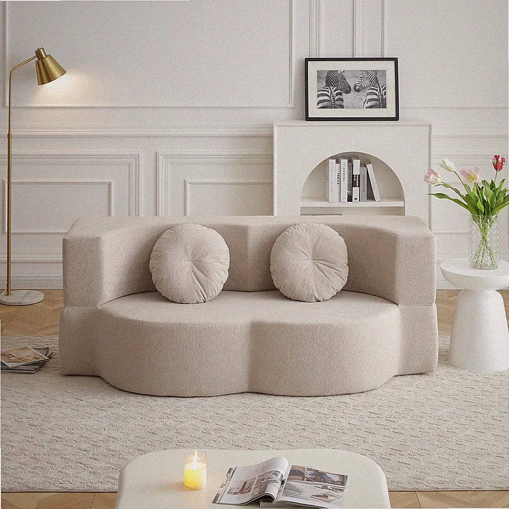 Folding Sofa Bed with Foam Mattress, Sleeper Couch for Living Room, Guest