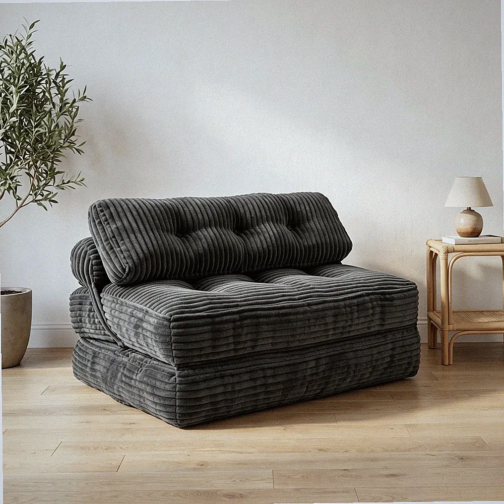 Folding Sofa Bed with Pillow, Convertible Chair Bed, Dark Grey