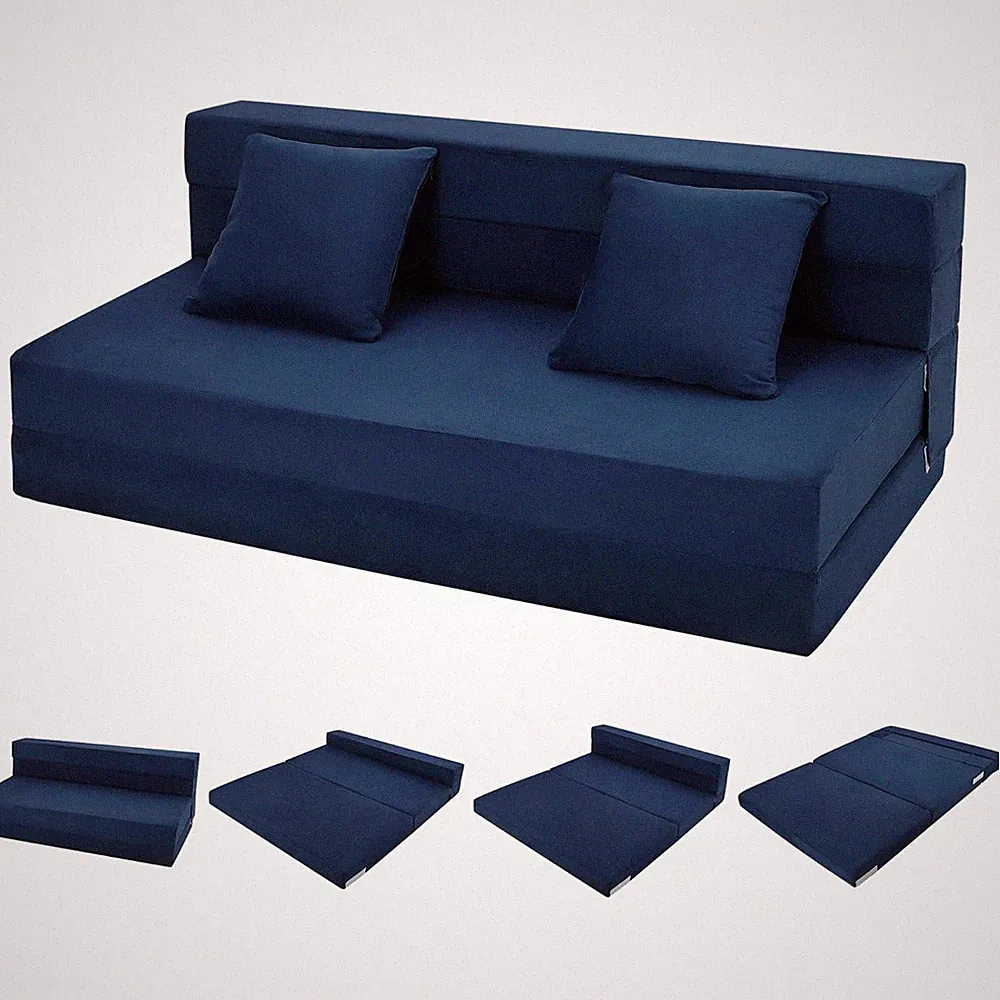Folding Sofa Bed with Pillow, Convertible Sleeper Chair, Memory Foam Futon Couch