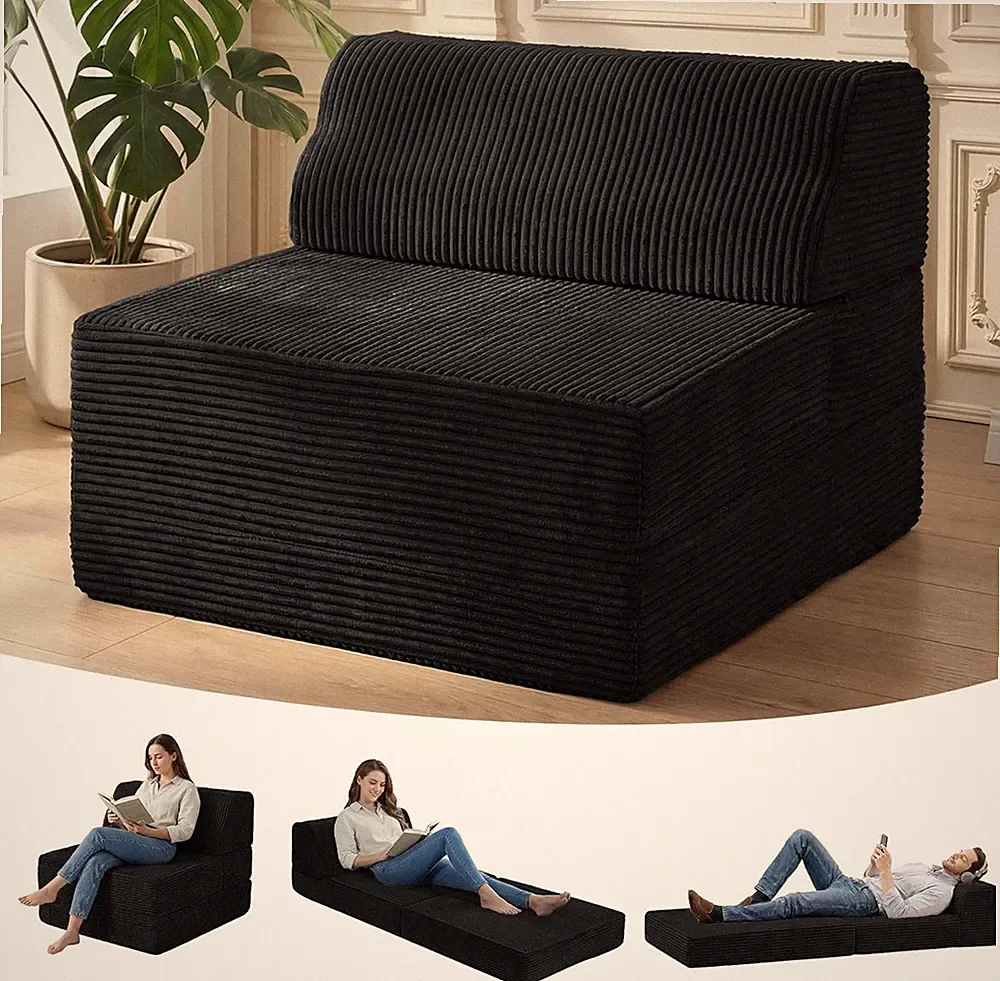 Folding Sofa Bed with Pillow, Memory Foam Fold Out Chair Bed, Convertible Sleep