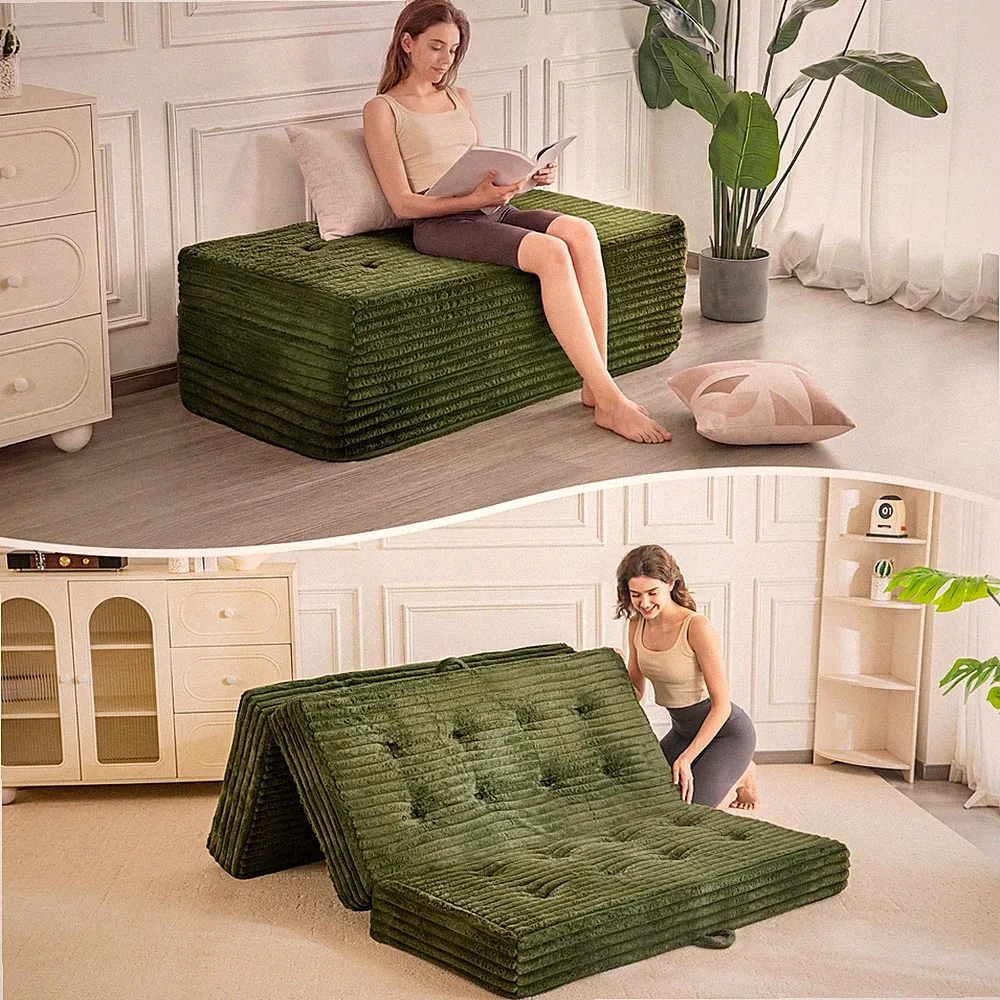 Folding Sofa Couch Bed, 6 Inch Tri-Fold Floor Sofa Bed, Folding Mattress with...