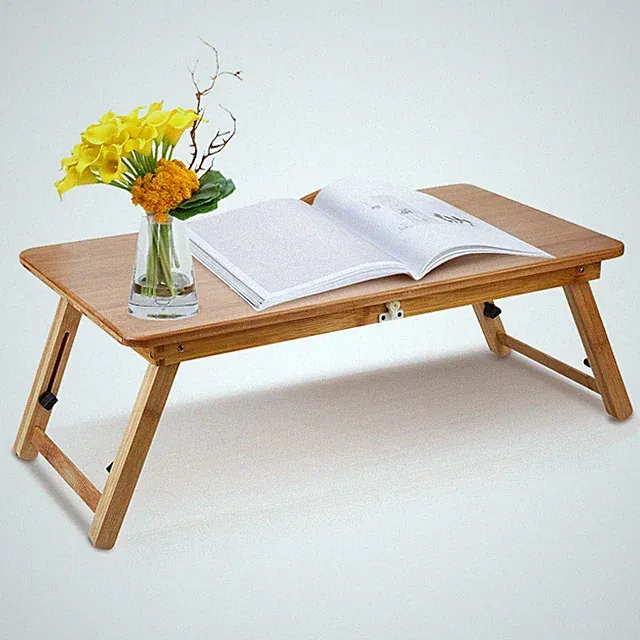Folding Wooden Bamboo Laptop Table Sofa Bed Office Laptop Stand Adjustable