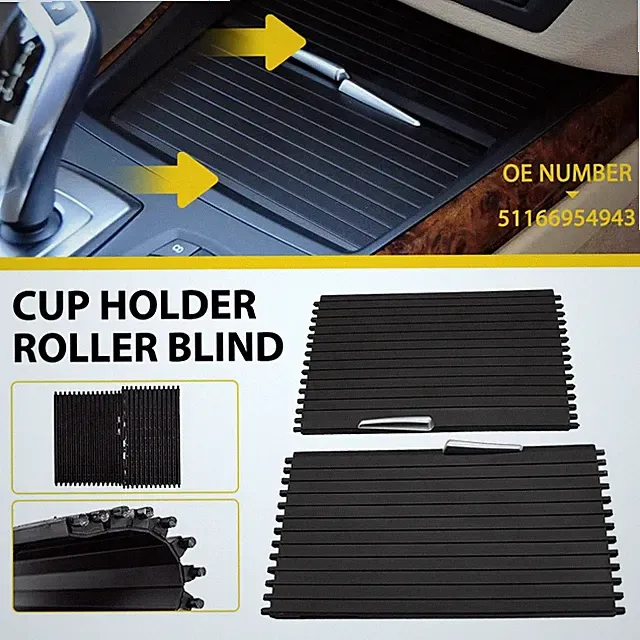 For 2007-2014 BMW X5 X6 E70 E71 2PC Console Cup Holder Roller Blind Cover Tray A