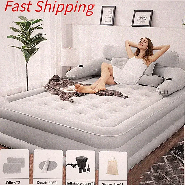 For Outdoor Indoor Portable Inflatable Couch Queen Size Air Mattress Sofa Bed