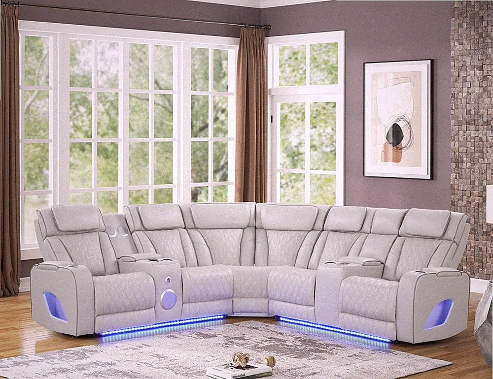 Fortuner Modern Style power recliner sectional with Bluetooth speaker and LED