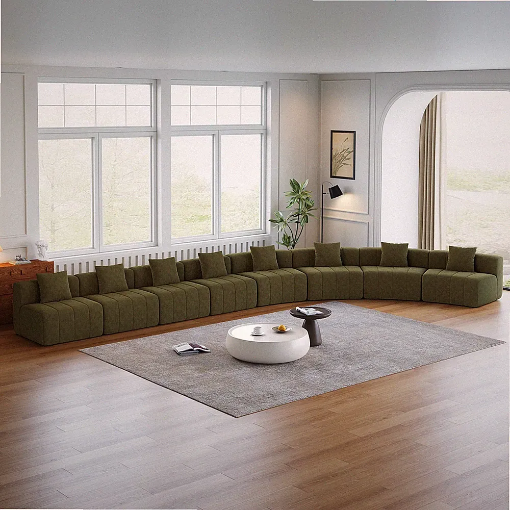 Four curved seats and four single seats,Chenille curved sectional sofa with 8