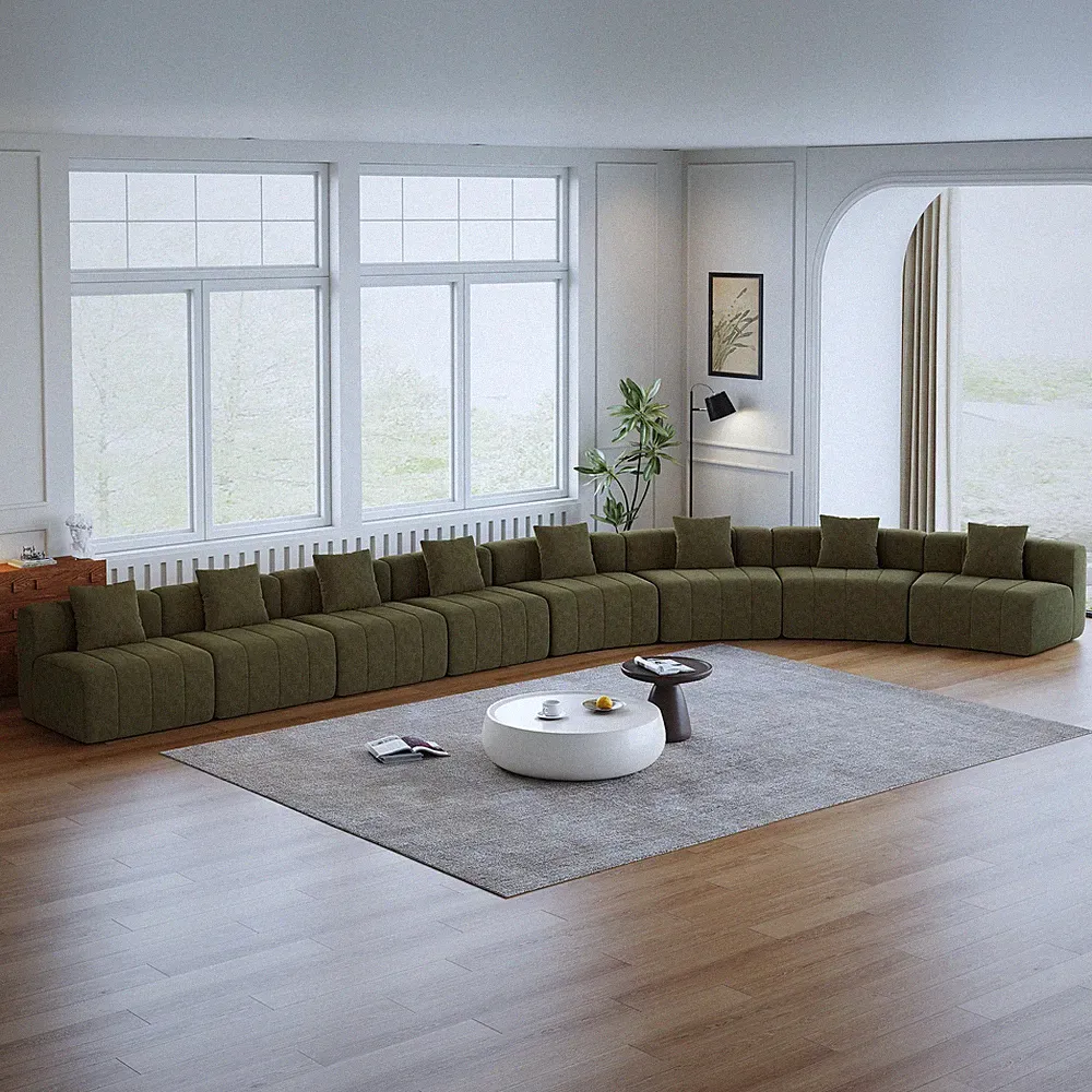 Four curved seats and four single seats,Chenille curved sectional sofa with 8 pi