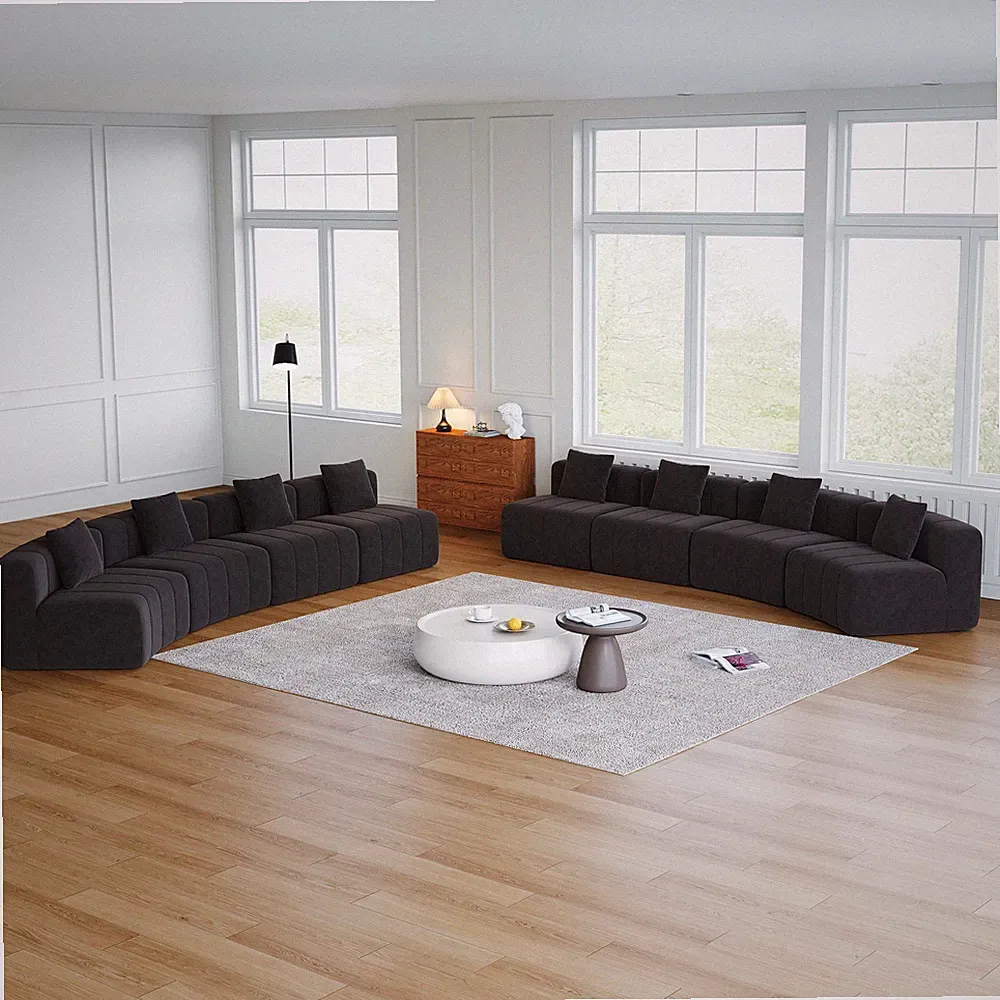 Four curved seats and four single seats,Chenillle curved sectional sofa with 8