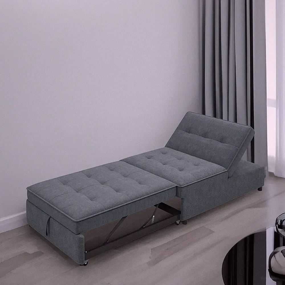 Four in one sofa bed, chair bed, multifunctional folding Ottoman bed with storag