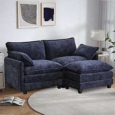 Free Combination Sofa L-shaped Sectional Sofa Chaise wIth Ottoman&Lumbar Pillows