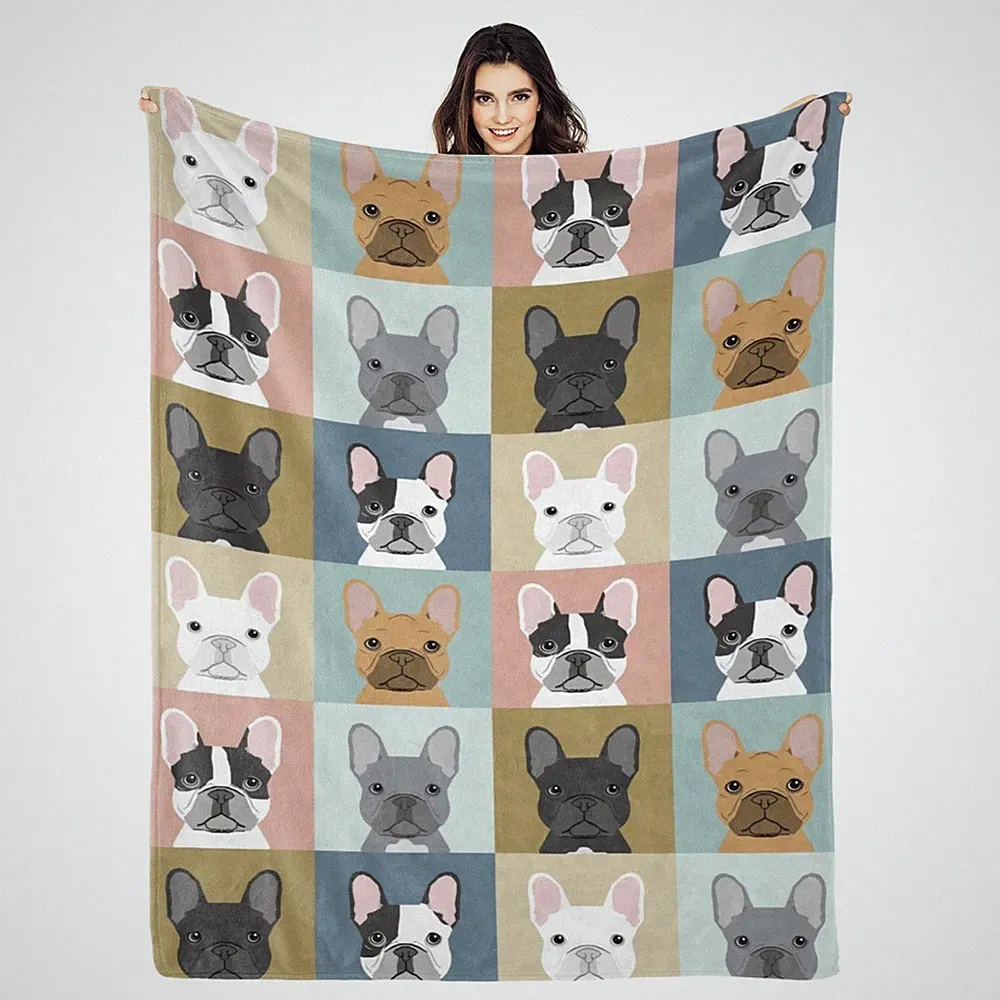French Bulldog Throw Blanket Super Soft Fluffy Couch Sofa Bed 50x40 Inch
