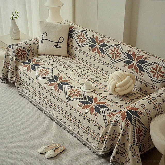 French Country Maple Leaf Sofa Cover Reversible 4-Season Stretchable Slipcover