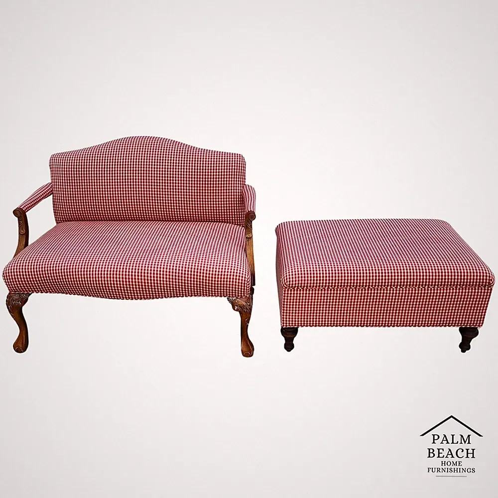 French Country Settee & Ottoman Set