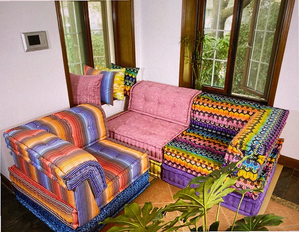 French Daybed Mah Jong Sofa Modular Sectional Sofa Couch Pink Purple Full Set