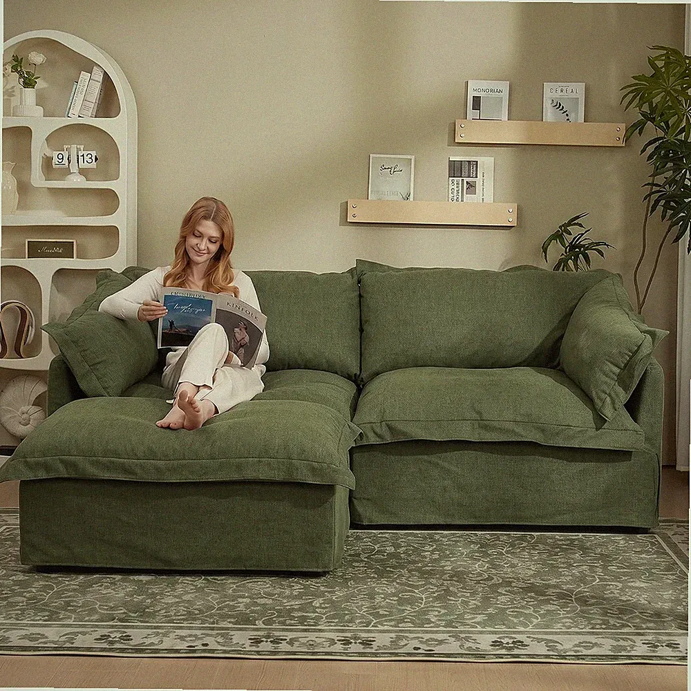 French Farmhouse 2-Piece Living Room Furniture Set, 2-Seater Sofa with Storage O