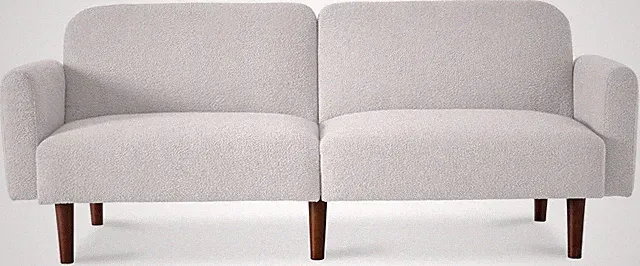 Frost Gray Mid Century Modern Boucle Loveseat & Sleeper Sofa Combo