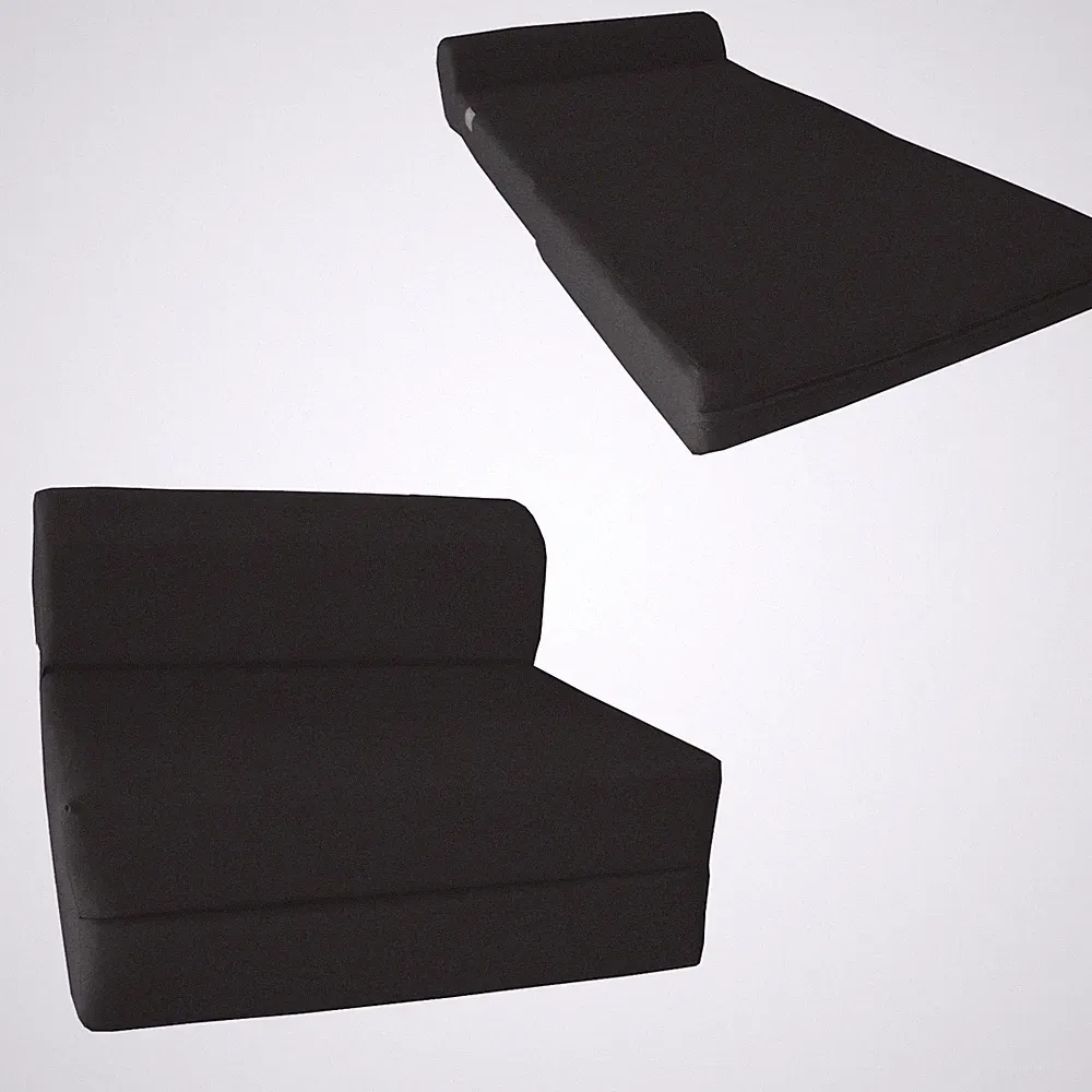 Full 6 x 48 x 72 Flip Chair Folding Foam Beds, Foldable Sofa Bed, Black