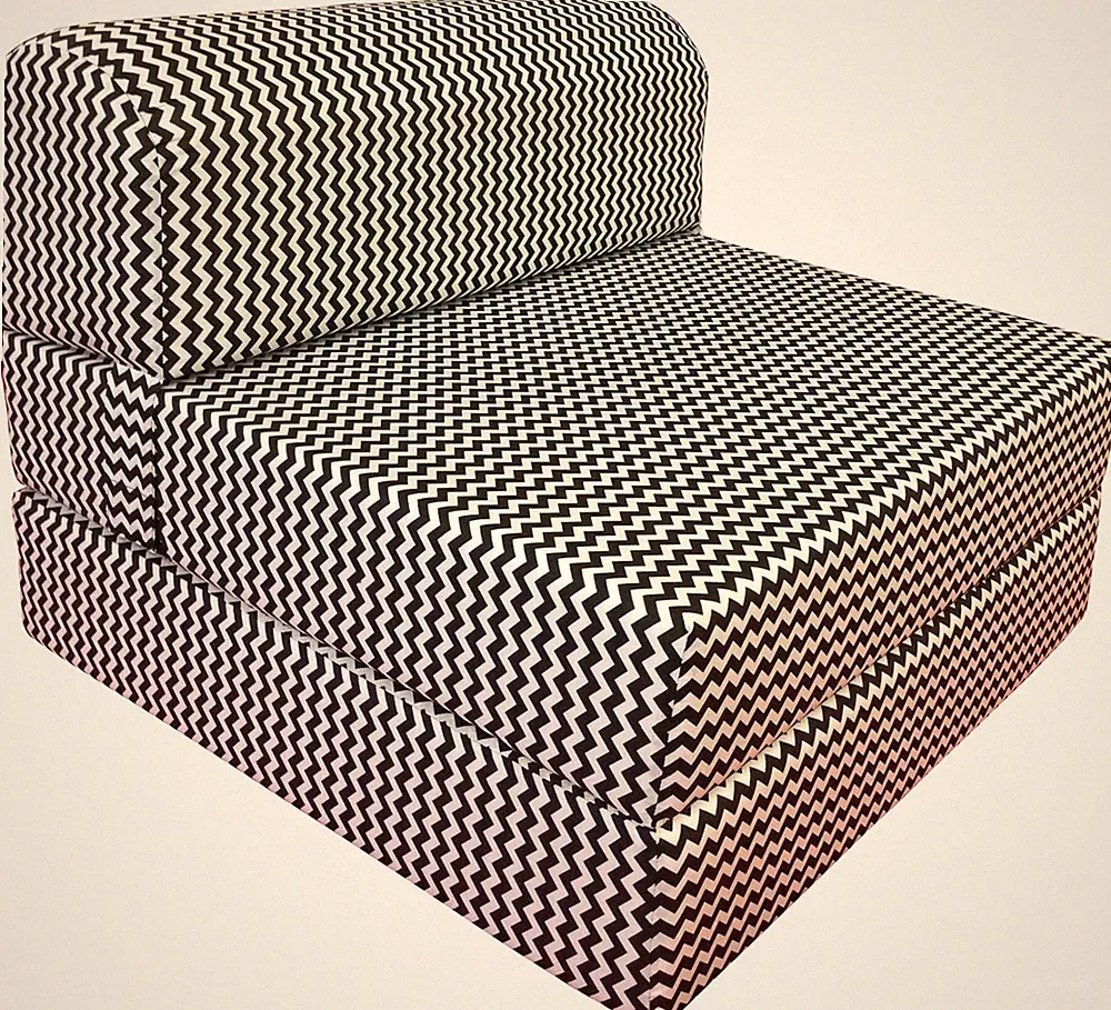 Full 6 x 48 x 72 Flip Chair Folding Foam Beds, Foldable Sofa Bed, Zig Zag