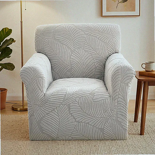 Full Coverage Non Slip Sofa Cover with Tie Straps Stretch Jacquard Couch Cover