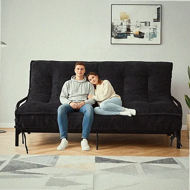 Full Size 8" Futon Mattress with Shredded Foam & Storage Straps - Corduroy