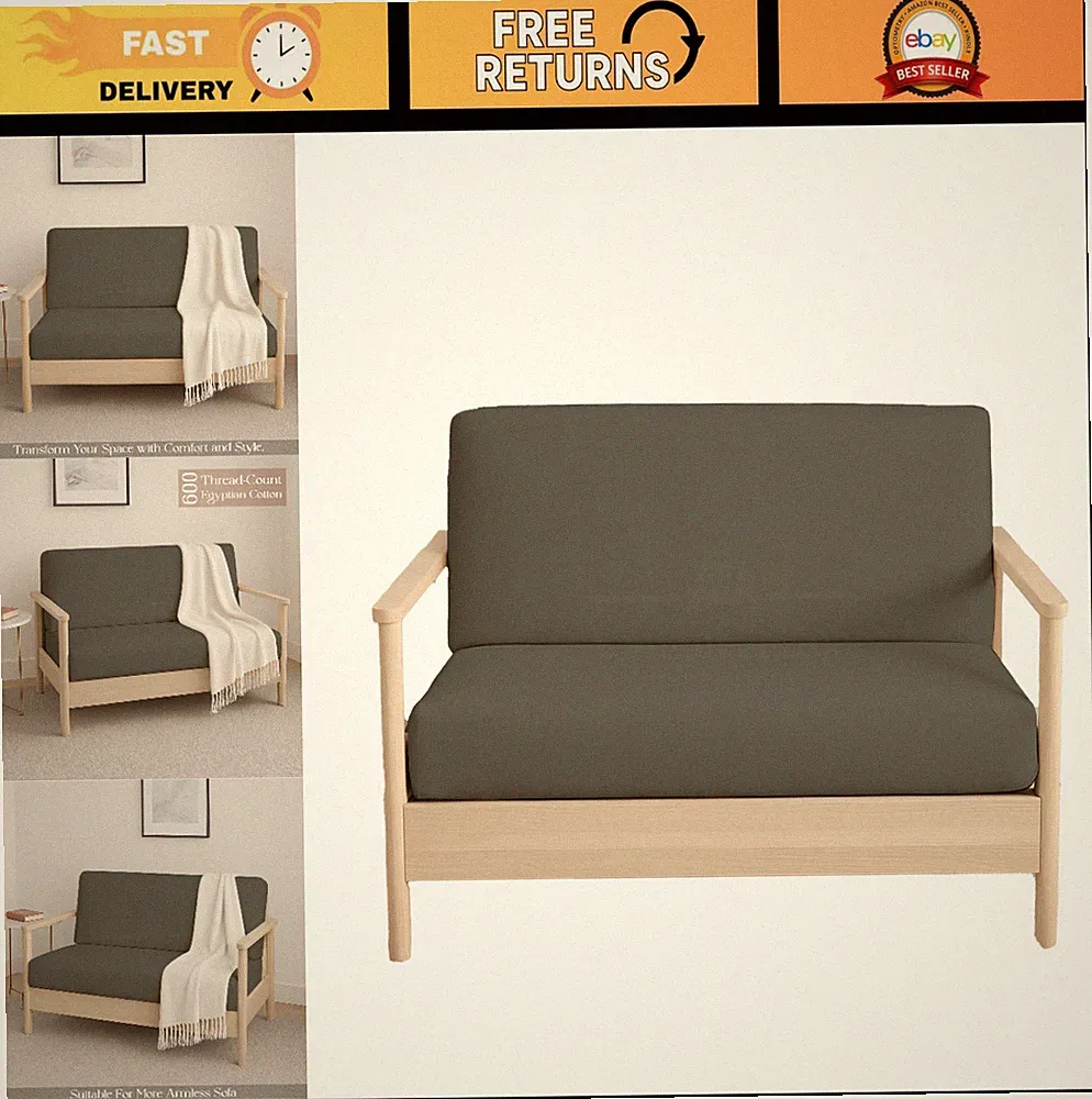 Full Size Armless Futon Cover - 100% Egyptian Cotton, Zippered, Machine Washable