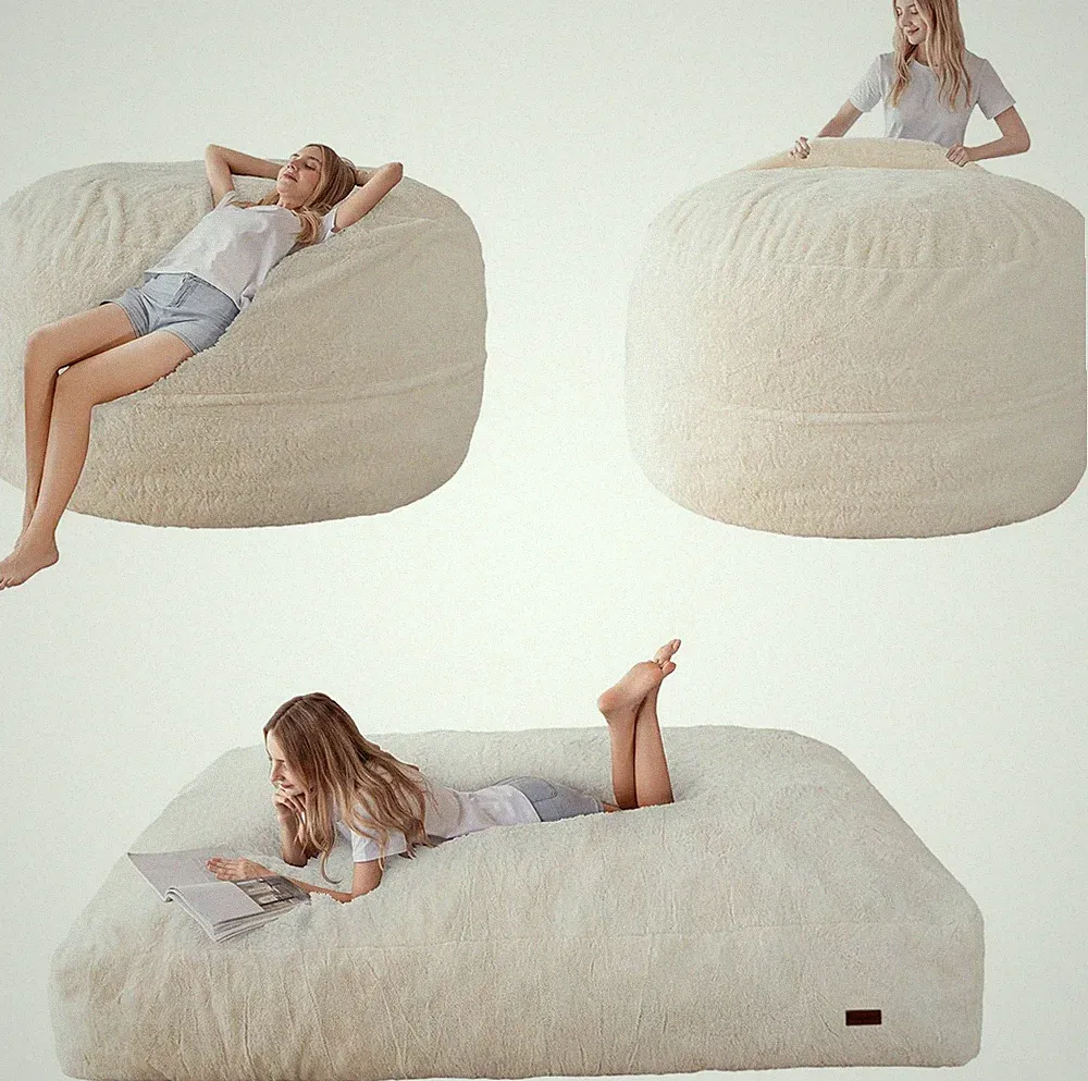 Full Size Bean Bag Chair Bed for Adults Convertible Sofa Couch Floor Mattress Fo