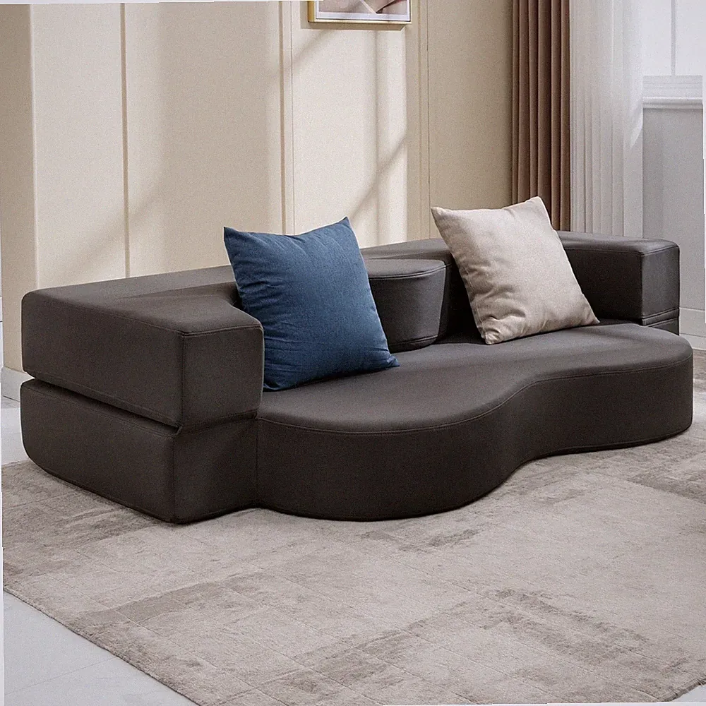 Full Size Convertible Futon Sofa Bed Floor Foldable Foam Mattress Sleeper Gray