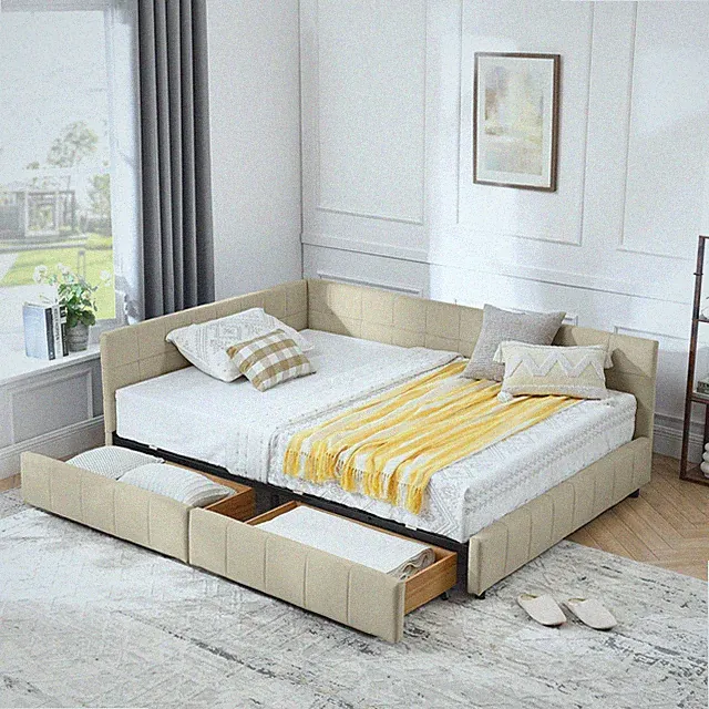 Full Size Storage Upholstered Tufted Bed Frame, Sofa Bed Frame with Comfortabl