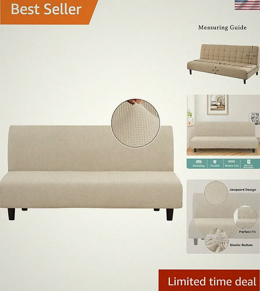 Full Size Stretch Sofa Bed Cover with Elastic Bottom - Machine Washable, Durable