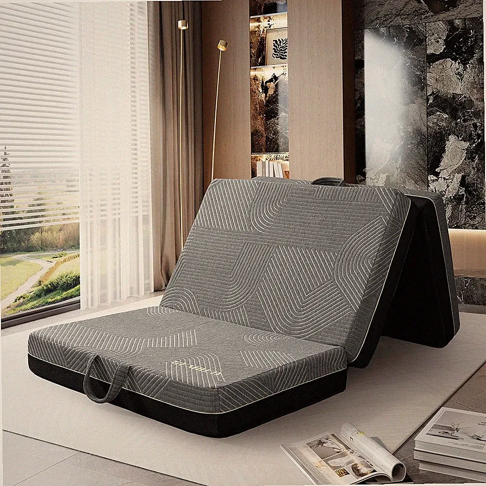 Full Size Tri-Fold Mattress - 6" Memory Foam Portable Sofa Bed for Travel & Yoga