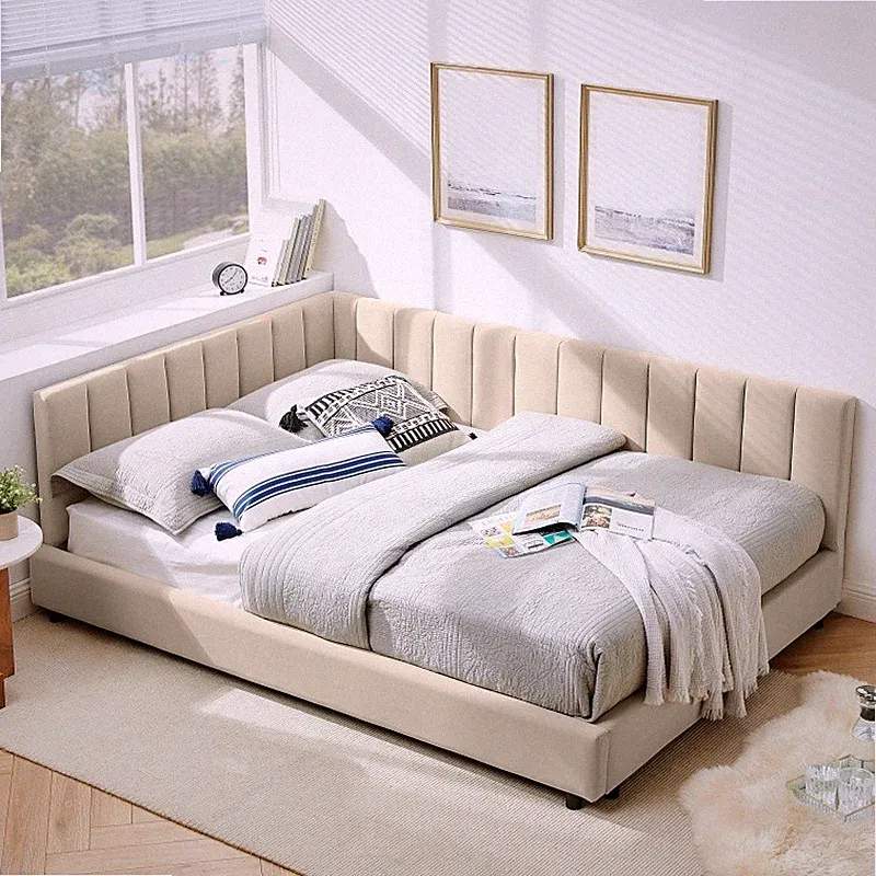 Full Size Upholstered Tufted Sofa Bed Frame with Comfortable Backrest & Armrests