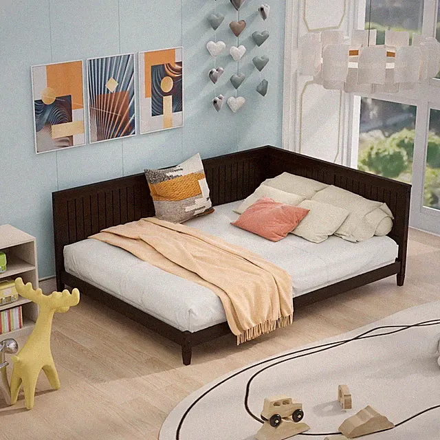 Full Size Wood Daybed/Sofa Bed, Espresso