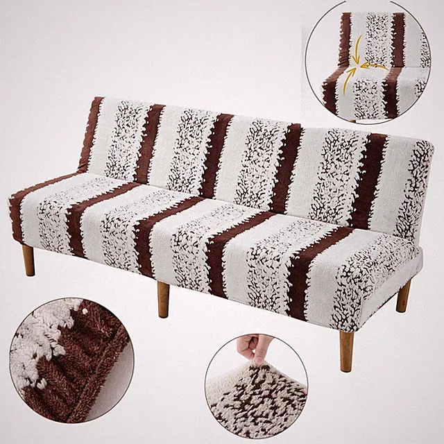 Full Wrap Futon Sofa Bed Slipcover Sherpa Plush Stretch Sofa Cover Protector