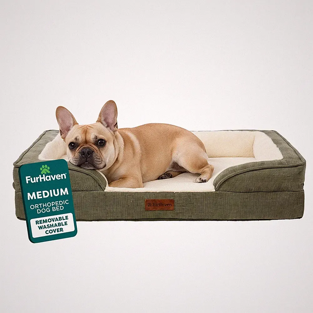 Furhaven Medium Nest Top Orthopedic Dog Bed 30x20 Green (FREESHIP)