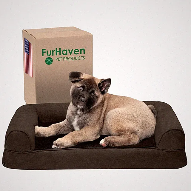 Furhaven Memory Foam Dog Bed For Medium/Small Dogs W/ Removable Bolsters