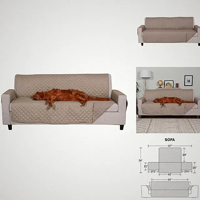Furhaven Water-Resistant & Reversible Sofa/Couch - Biscuit Brown, Sofa 52618013
