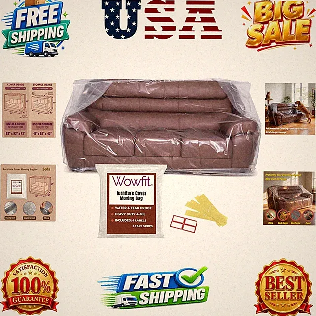 Furniture Cover for Sofa & Boxes, 92W x 42D x 62/41H Inches | Clear, Odorless...