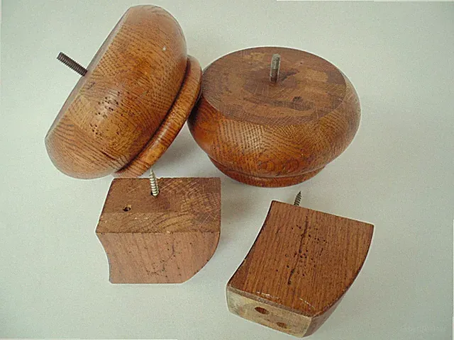 Furniture Feet Bun Couch Chair Sofa 7" W 4pc Set Solid Wood hardware Replacement
