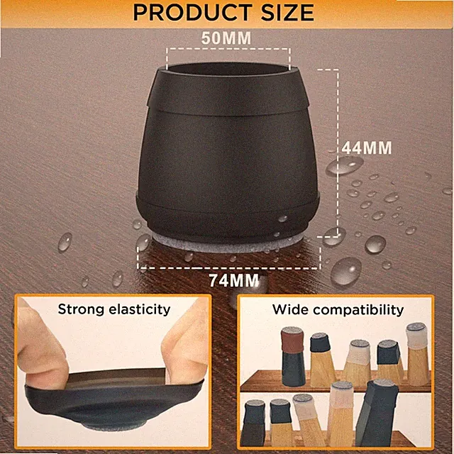 Furniture Leg Floor Protectors with Felt Pad, 8 Pcs Pack