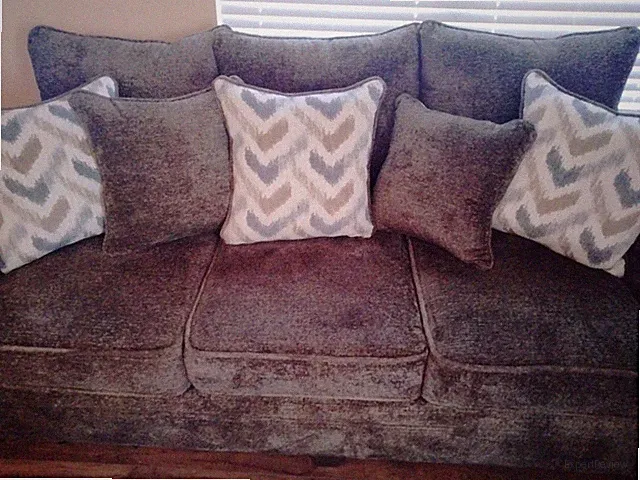Furniture Loveseat, 8 Pillows + Sofa - Light Grey