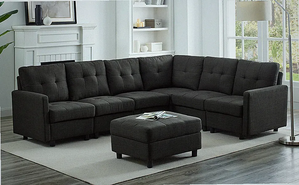 Furniture Modular Sofa Set Couch L-Shaped Settee Soft Seat Comfortable Backrest