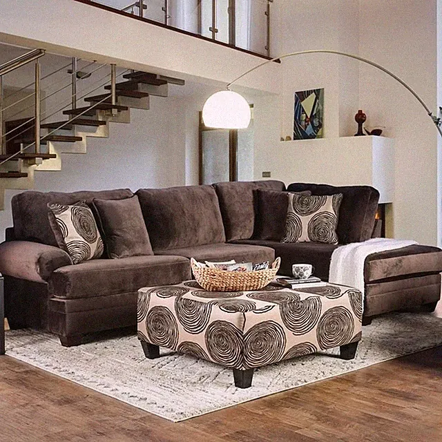 Furniture of America Sheryl Transitional Microfiber Sectional in Brown