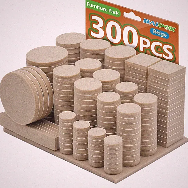 Furniture Pads 300 Pack Premium Furniture Felt Pads (Beige), Huge Quantity Self