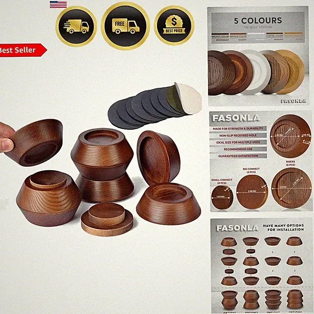 Furniture Risers Set of 8 Wood Risers for Bed Couch Stationary Lifting
