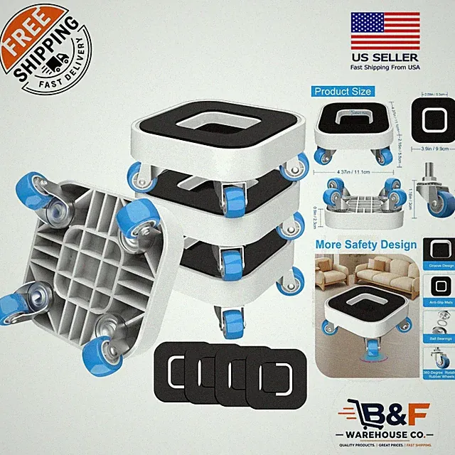 Furniture Sliders with Silent Wheels: Effortless Moving for Heavy Items, 4 Count